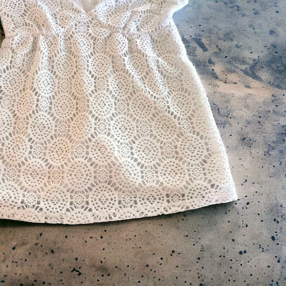 Pretty White Sundress. Crochet and fully lined. Pool. Beach. Swimsuit cover-up🤍 - Picture 7 of 16